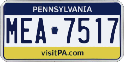 PA license plate MEA7517