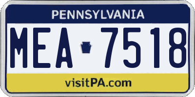 PA license plate MEA7518