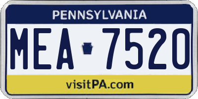 PA license plate MEA7520