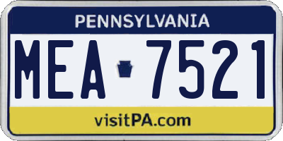 PA license plate MEA7521