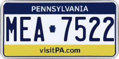 PA license plate MEA7522
