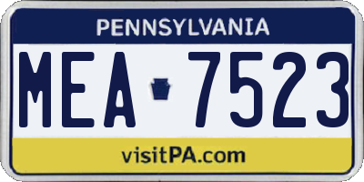PA license plate MEA7523