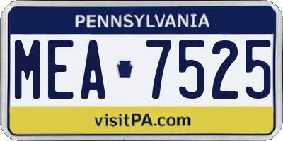 PA license plate MEA7525