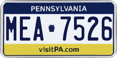 PA license plate MEA7526