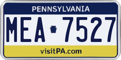PA license plate MEA7527