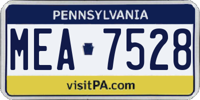 PA license plate MEA7528