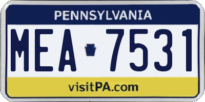 PA license plate MEA7531