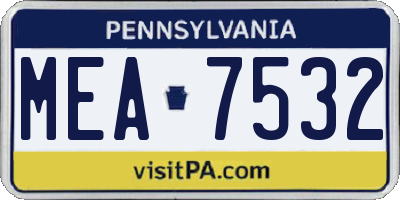 PA license plate MEA7532