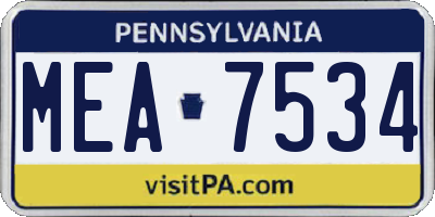 PA license plate MEA7534
