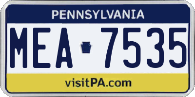 PA license plate MEA7535