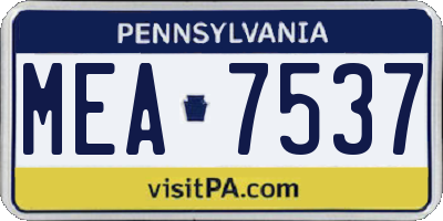 PA license plate MEA7537