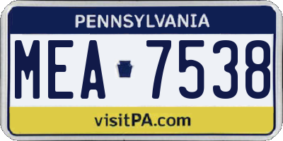 PA license plate MEA7538