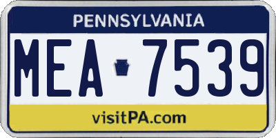 PA license plate MEA7539