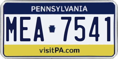 PA license plate MEA7541