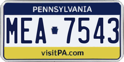 PA license plate MEA7543
