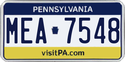 PA license plate MEA7548