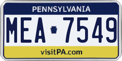 PA license plate MEA7549
