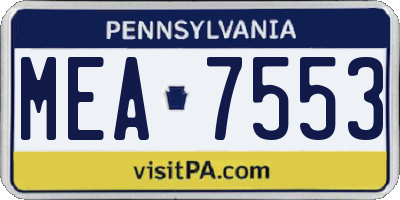 PA license plate MEA7553