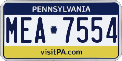 PA license plate MEA7554
