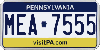 PA license plate MEA7555