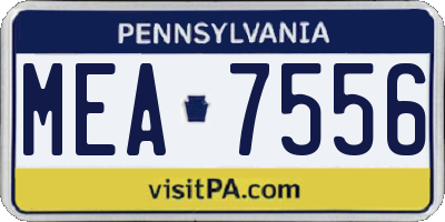 PA license plate MEA7556