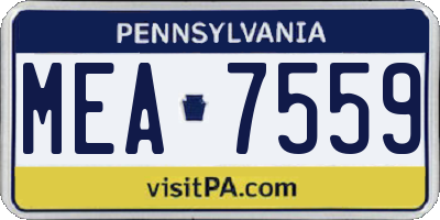 PA license plate MEA7559
