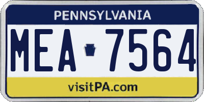 PA license plate MEA7564