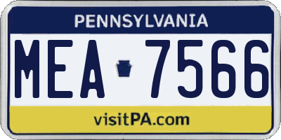 PA license plate MEA7566