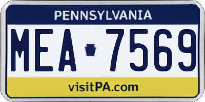 PA license plate MEA7569
