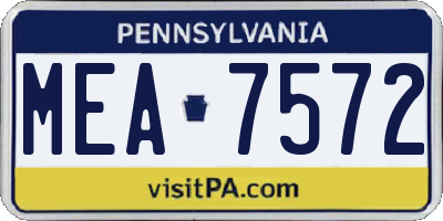 PA license plate MEA7572