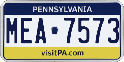 PA license plate MEA7573