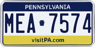 PA license plate MEA7574