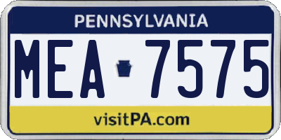 PA license plate MEA7575