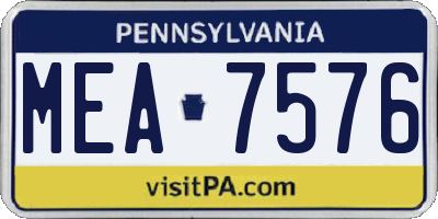 PA license plate MEA7576