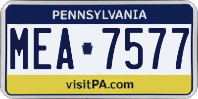 PA license plate MEA7577