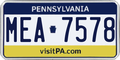 PA license plate MEA7578
