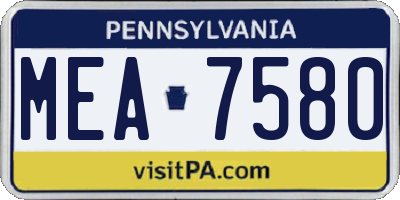 PA license plate MEA7580