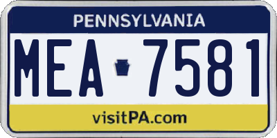 PA license plate MEA7581
