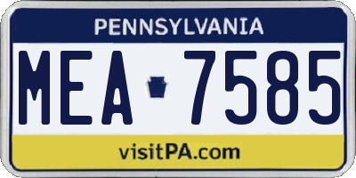 PA license plate MEA7585