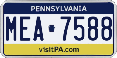 PA license plate MEA7588