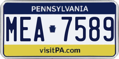 PA license plate MEA7589