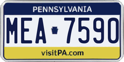 PA license plate MEA7590
