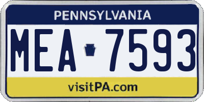 PA license plate MEA7593