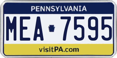 PA license plate MEA7595