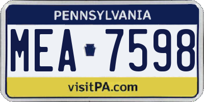 PA license plate MEA7598