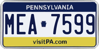 PA license plate MEA7599