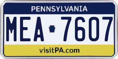 PA license plate MEA7607