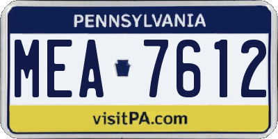 PA license plate MEA7612