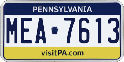 PA license plate MEA7613