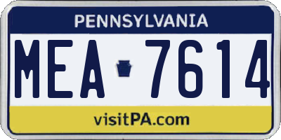 PA license plate MEA7614